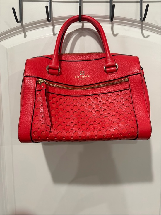 kate spade Handbags - kate spade red Perforated Leather Satchel with Gold-Tone Accents